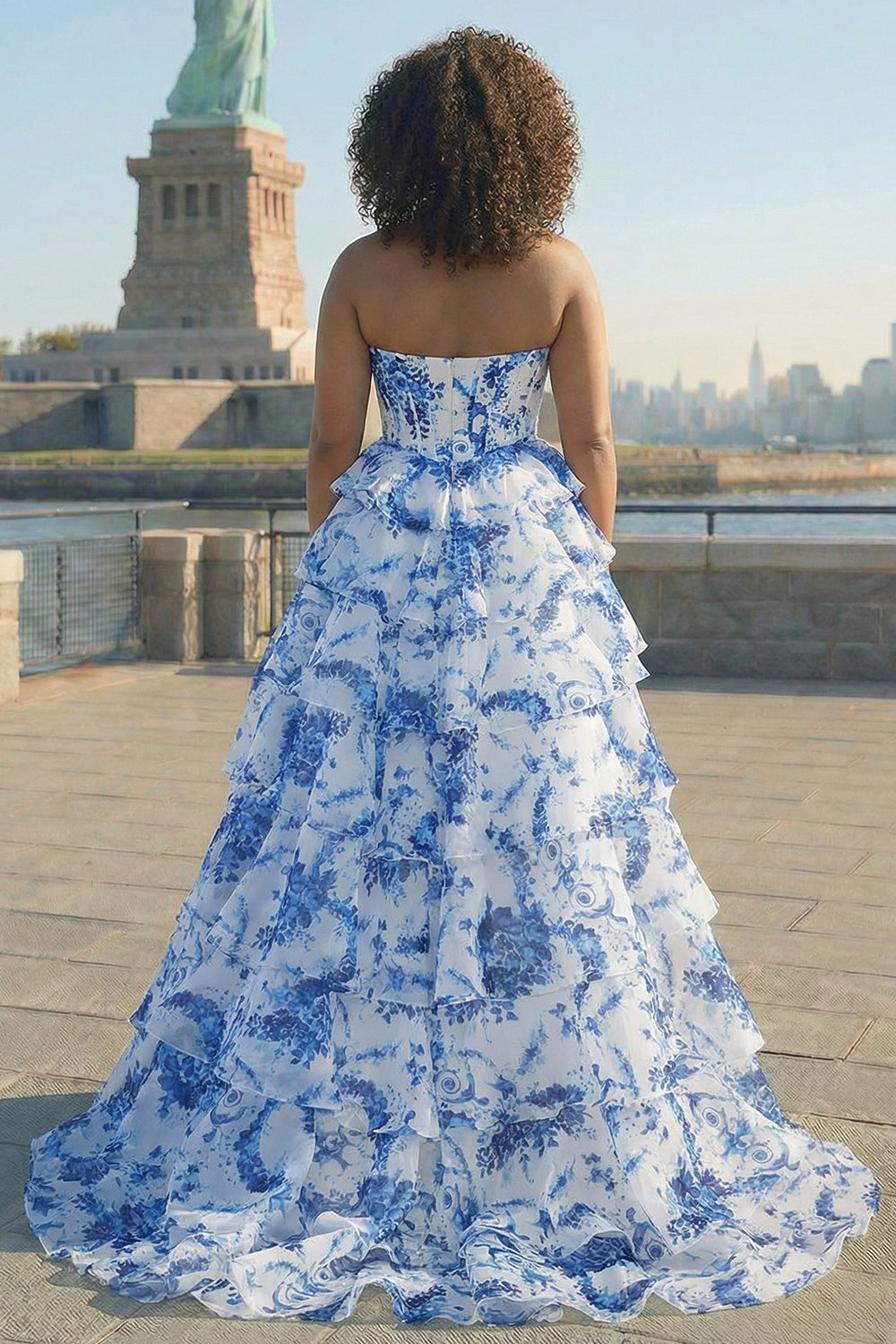 Versailles | Floral Corset Tiered Ruffle Maxi Wedding Guest Dress