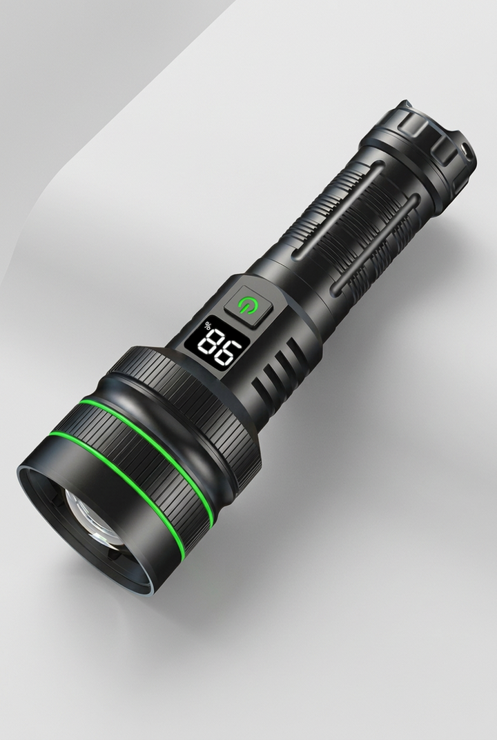 Extremely Bright Zoomable LED Flashlight – IPX67 Waterproof Aircraft Aluminum Flashlight with SOS &amp; Strobe, 4 Brightness Levels – PowerBeam