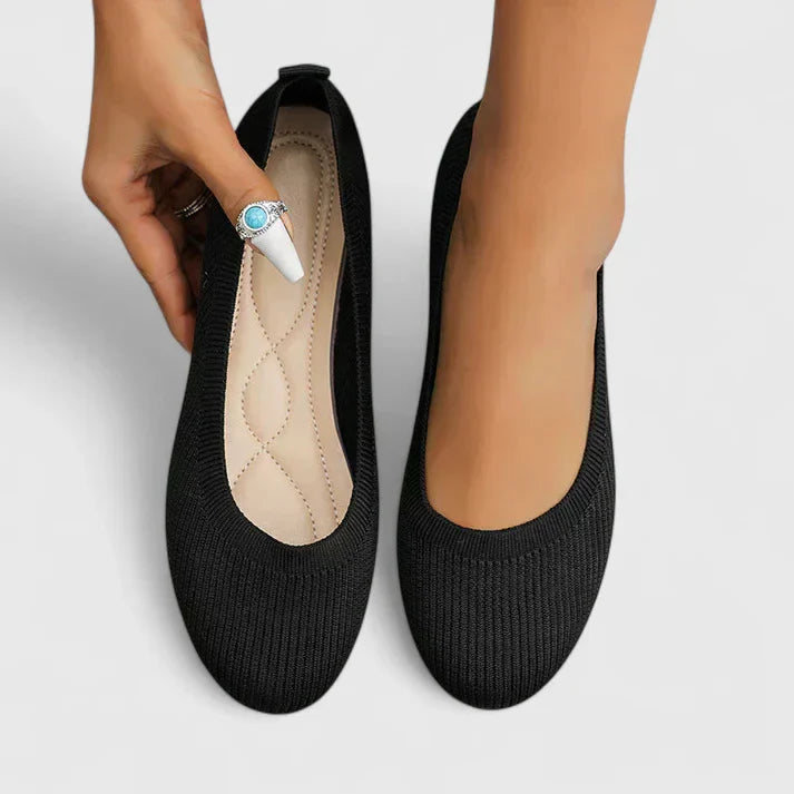 Adalynn | Women's Round Toe Orthopedic Flats with Knit Mesh Detail