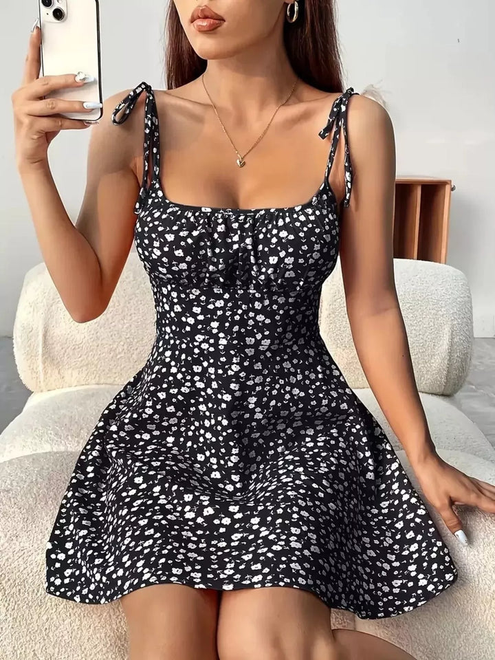 Odette | Women's Tie Strap Square Neck Floral Mini Dress
