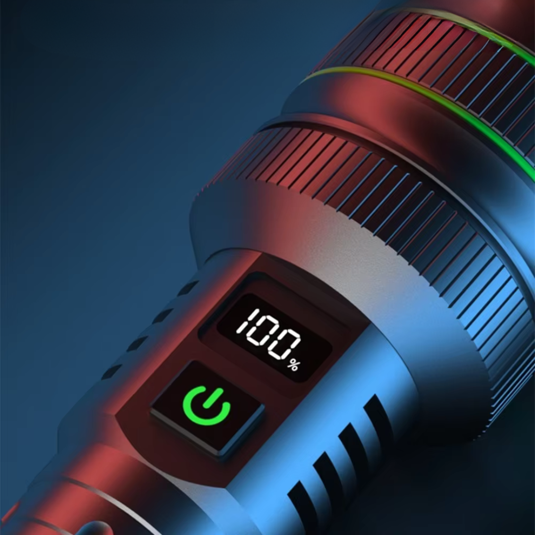 Extremely Bright Zoomable LED Flashlight – IPX67 Waterproof Aircraft Aluminum Flashlight with SOS &amp; Strobe, 4 Brightness Levels – PowerBeam