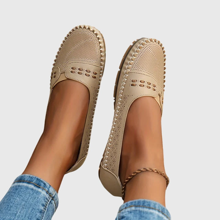 Priscilla | Women's Slip-On Orthopedic Flats with Perforated Cutout Detail