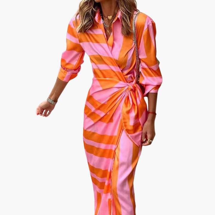 Sorrento | Bold Stripe Wrap Shirt Midi Dress
