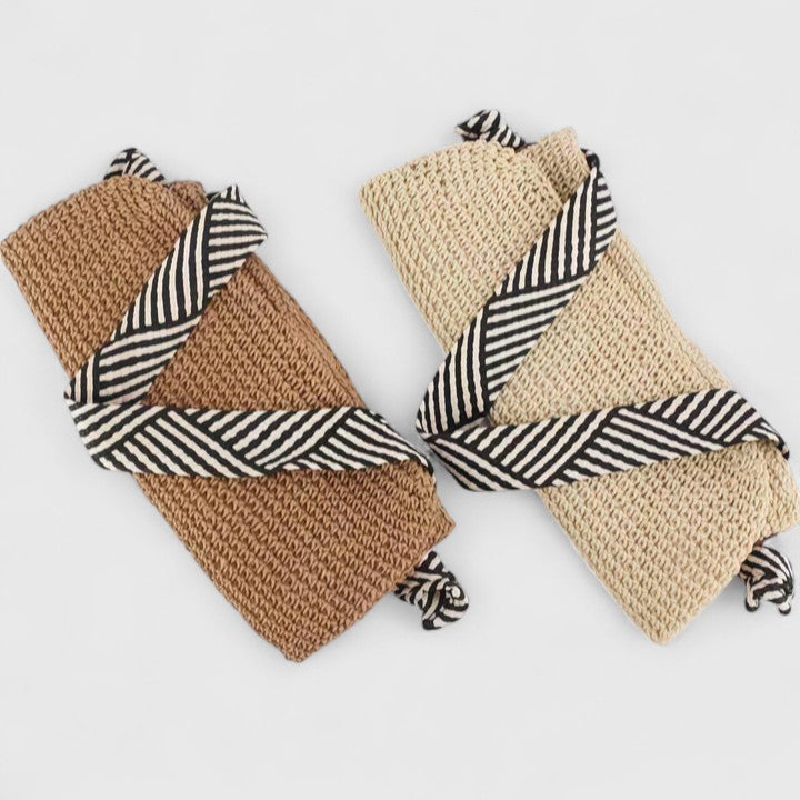 Perpetua | Women's Bag Woven Straw Striped Strap Tote