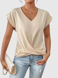 Aria | Women's V-Neck Top with Twist Front Hem Detail