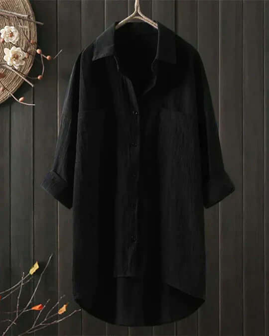 Isabeau | Dual Pocket High-Low Hem Linen Blouse