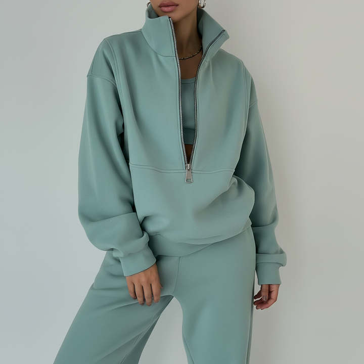 Fabienne | Women's Tracksuit – Half-Zip Sweater & Trousers Two-Piece Set