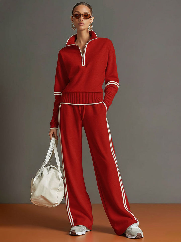 Rosalie | Women's Half-Zip Tracksuit – Contrast Trim Co-Ord Set