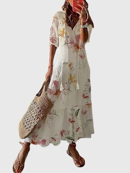 Anaia | Ikat Print Tassel-Tie Summer Dress