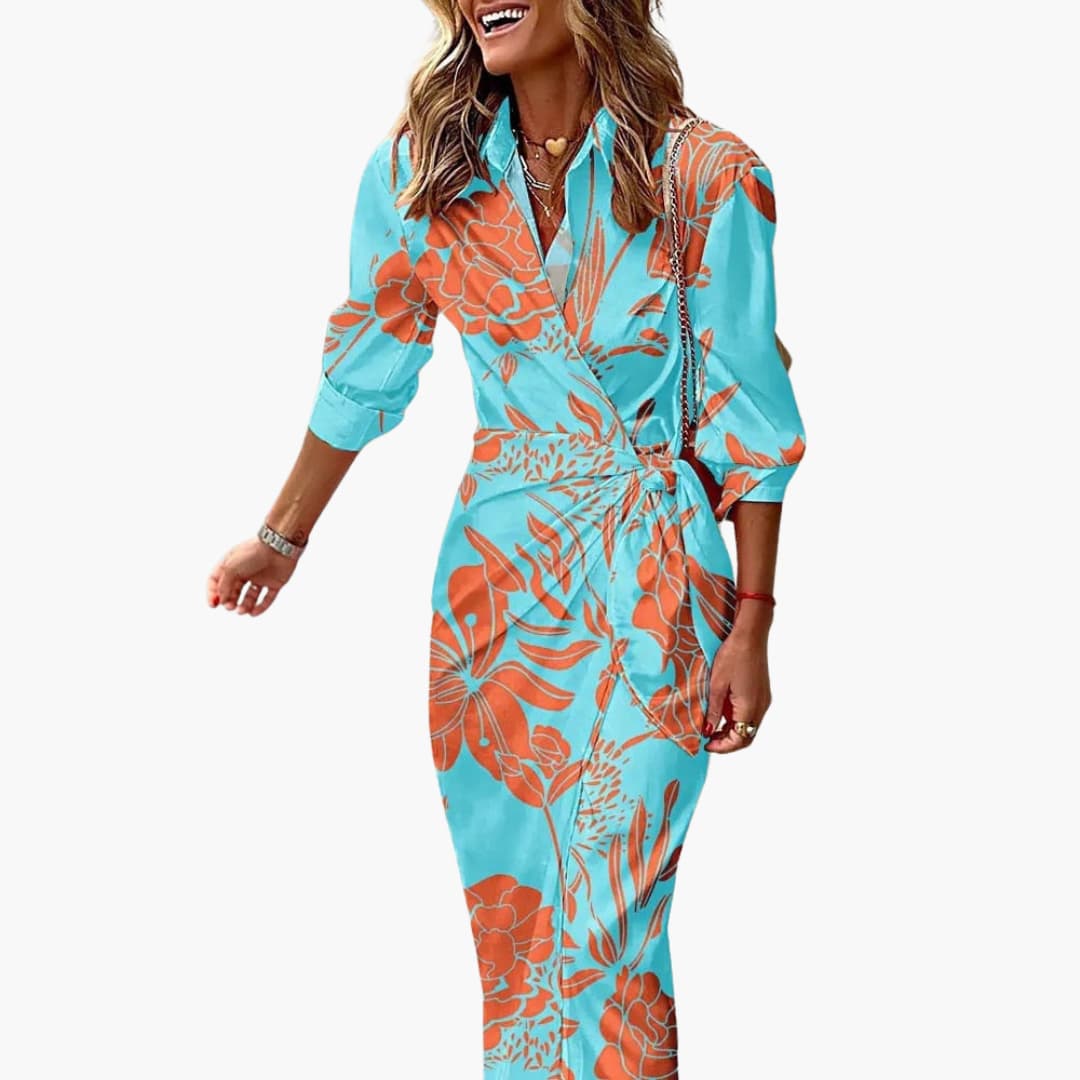 Sorrento | Bold Stripe Wrap Shirt Midi Dress