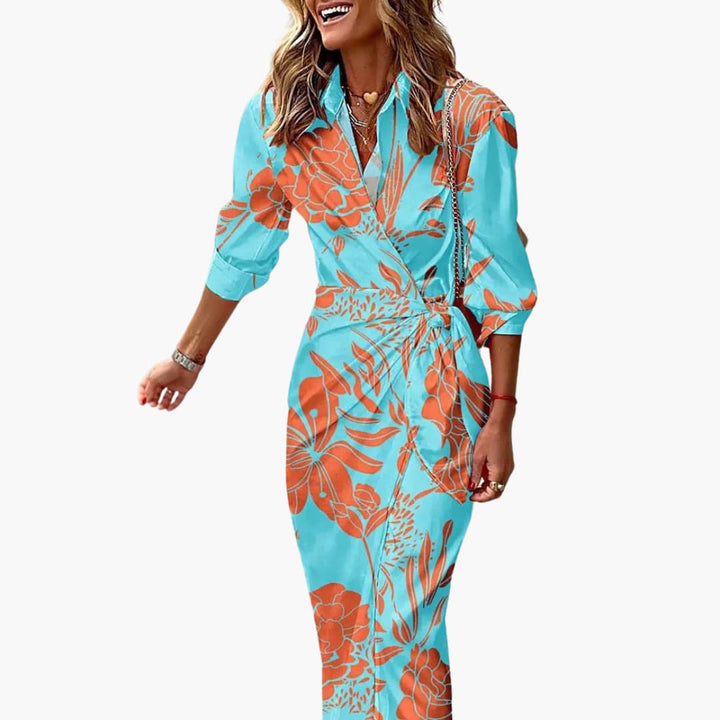 Sorrento | Bold Stripe Wrap Shirt Midi Dress