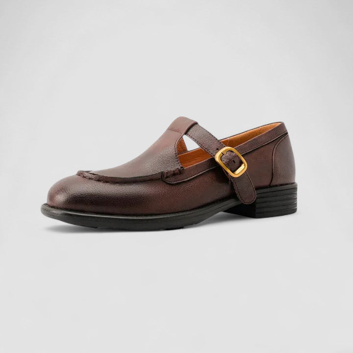 Clover | T-Bar Buckle Leather Mary Jane Flats