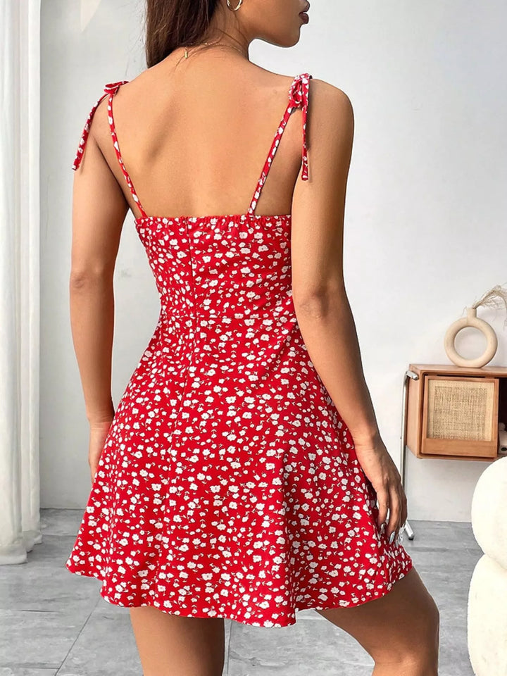 Odette | Women's Tie Strap Square Neck Floral Mini Dress