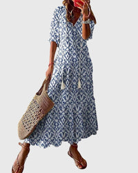 Anaia | Ikat Print Tassel-Tie Summer Dress