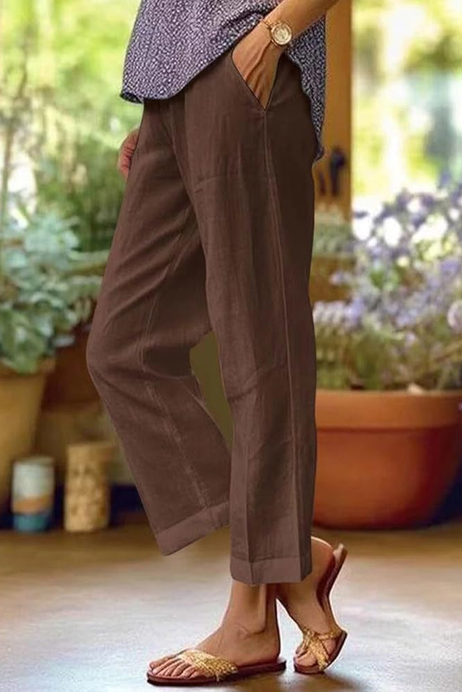 Marlowe | Women's Linen Pants Tailored Crop Trouser