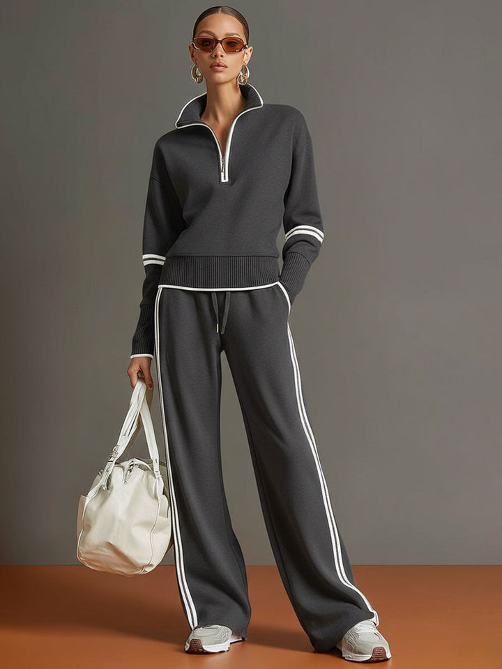 Rosalie | Women's Half-Zip Tracksuit – Contrast Trim Co-Ord Set