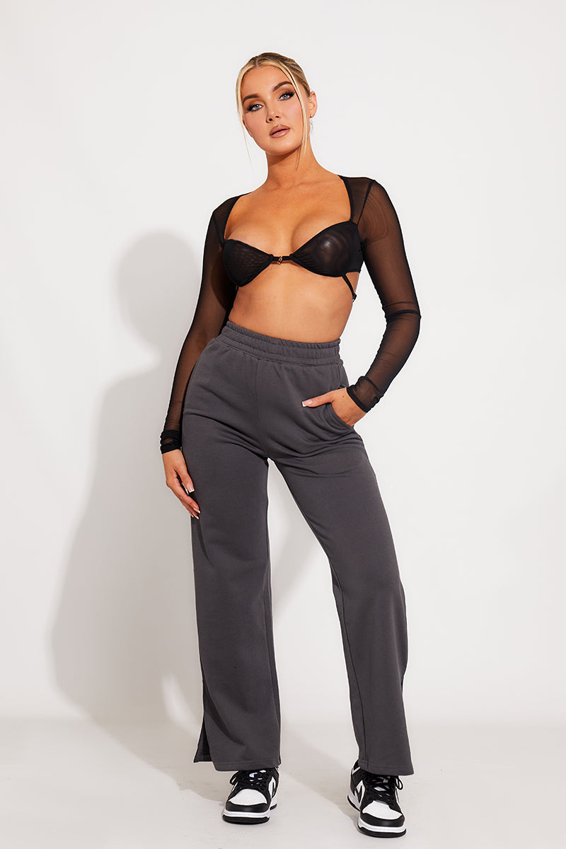 Freya | Women's Sweatpants – Wide-Leg Split Hem Joggers