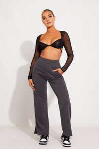 Freya | Women's Sweatpants – Wide-Leg Split Hem Joggers