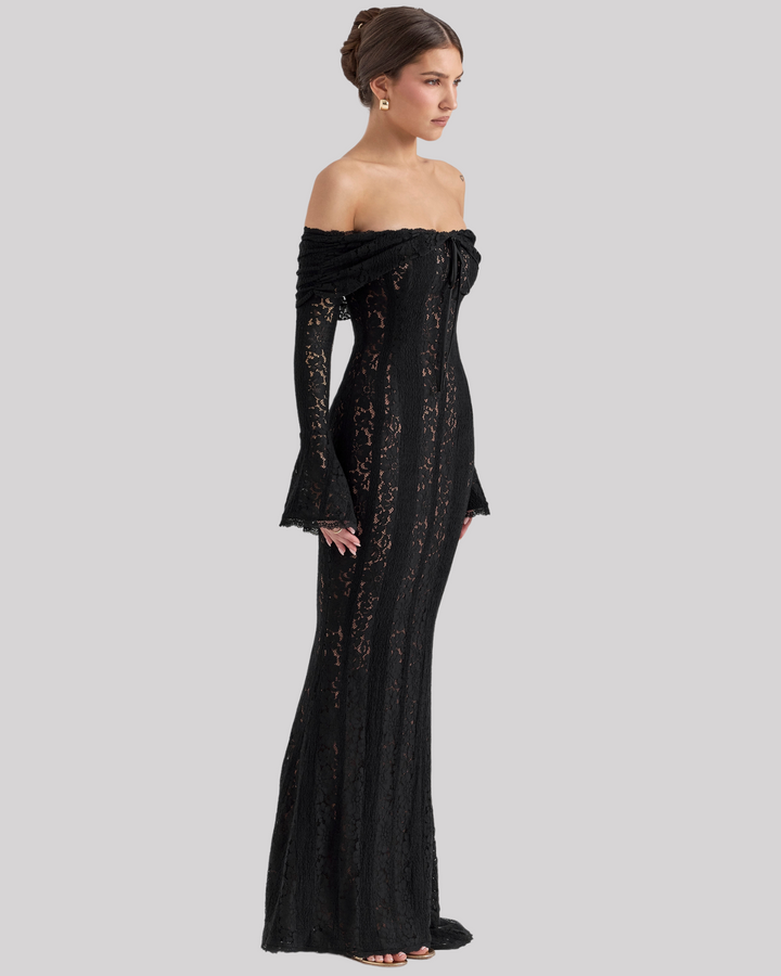 Arabella | Lace Bell Sleeve Off Shoulder Dress