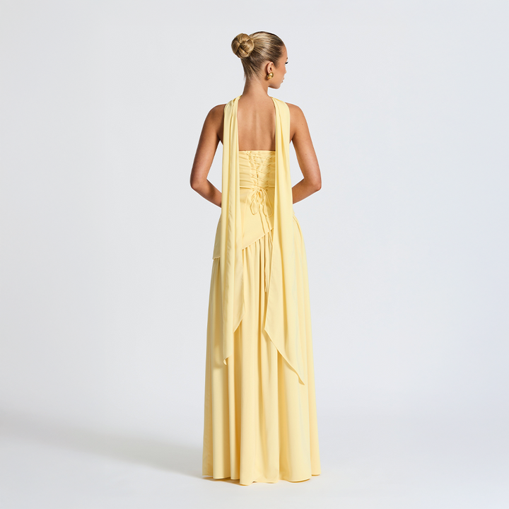 Odessa | Women's Strapless Maxi Dress with High Slit Detail