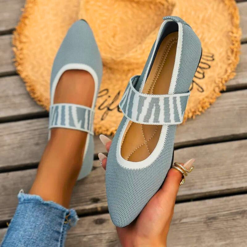 Pippa | Knit Gingham Strap Mary Jane Flats