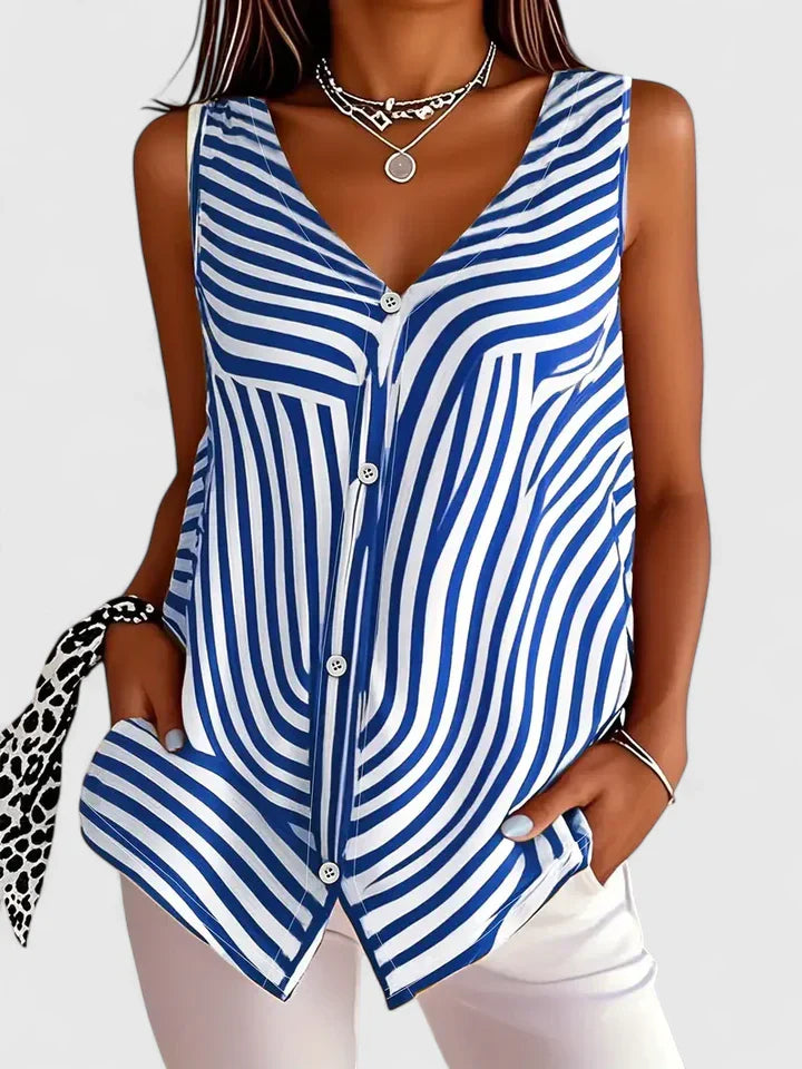 Zaria | Women's Sleeveless Blouse with Abstract Zebra Print Design