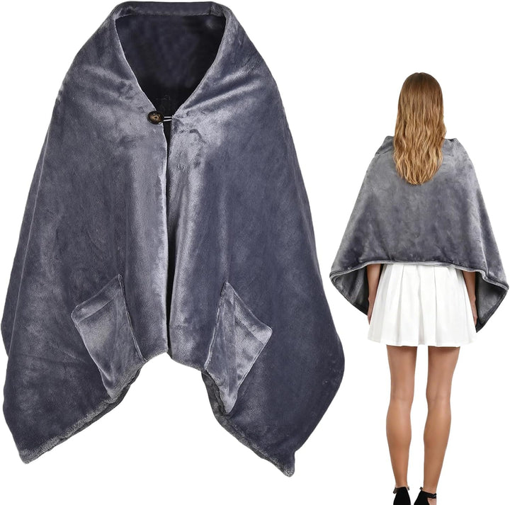 USB Heated Shawl Wrap – Portable Electric Heated Throw with 3 Heat Levels, Timer &amp; Overheat Protection, 63 x 24 in