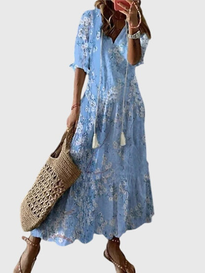 Anaia | Ikat Print Tassel-Tie Summer Dress