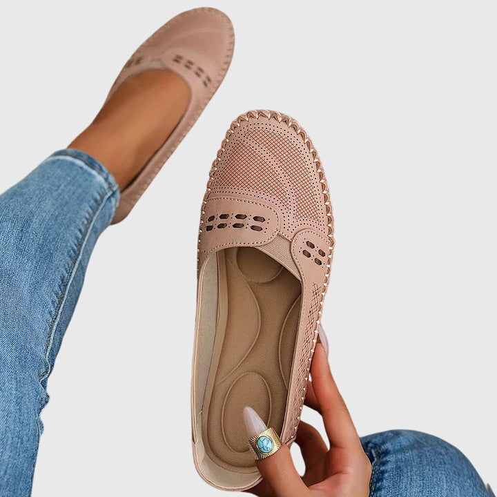 Priscilla | Women's Slip-On Orthopedic Flats with Perforated Cutout Detail