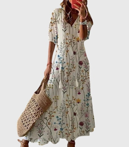 Anaia | Ikat Print Tassel-Tie Summer Dress