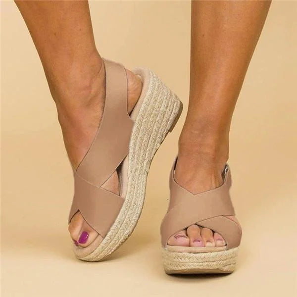 Riviera | Cross-Strap Espadrille Sandals with Wedge Heel