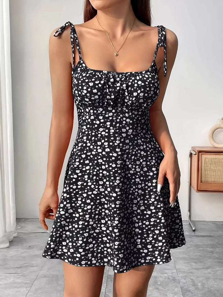 Odette | Women's Tie Strap Square Neck Floral Mini Dress