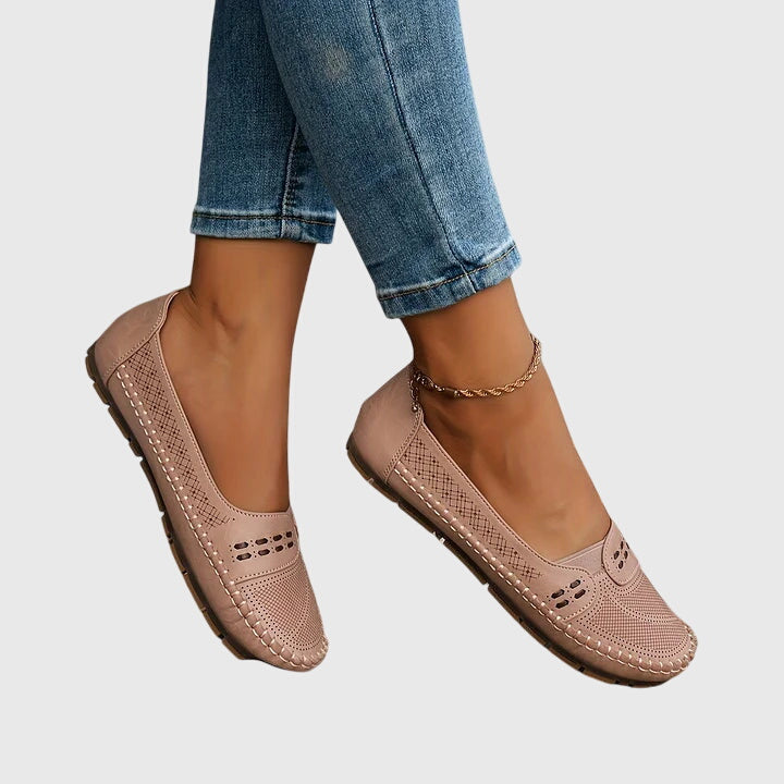Priscilla | Women's Slip-On Orthopedic Flats with Perforated Cutout Detail