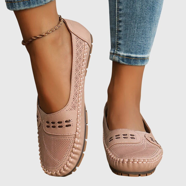 Priscilla | Women's Slip-On Orthopedic Flats with Perforated Cutout Detail
