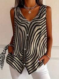 Zaria | Women's Sleeveless Blouse with Abstract Zebra Print Design