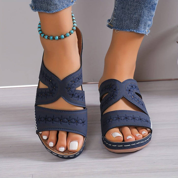 Serena | Cutout Wedge Sandals with Open Toe Slip-On Design