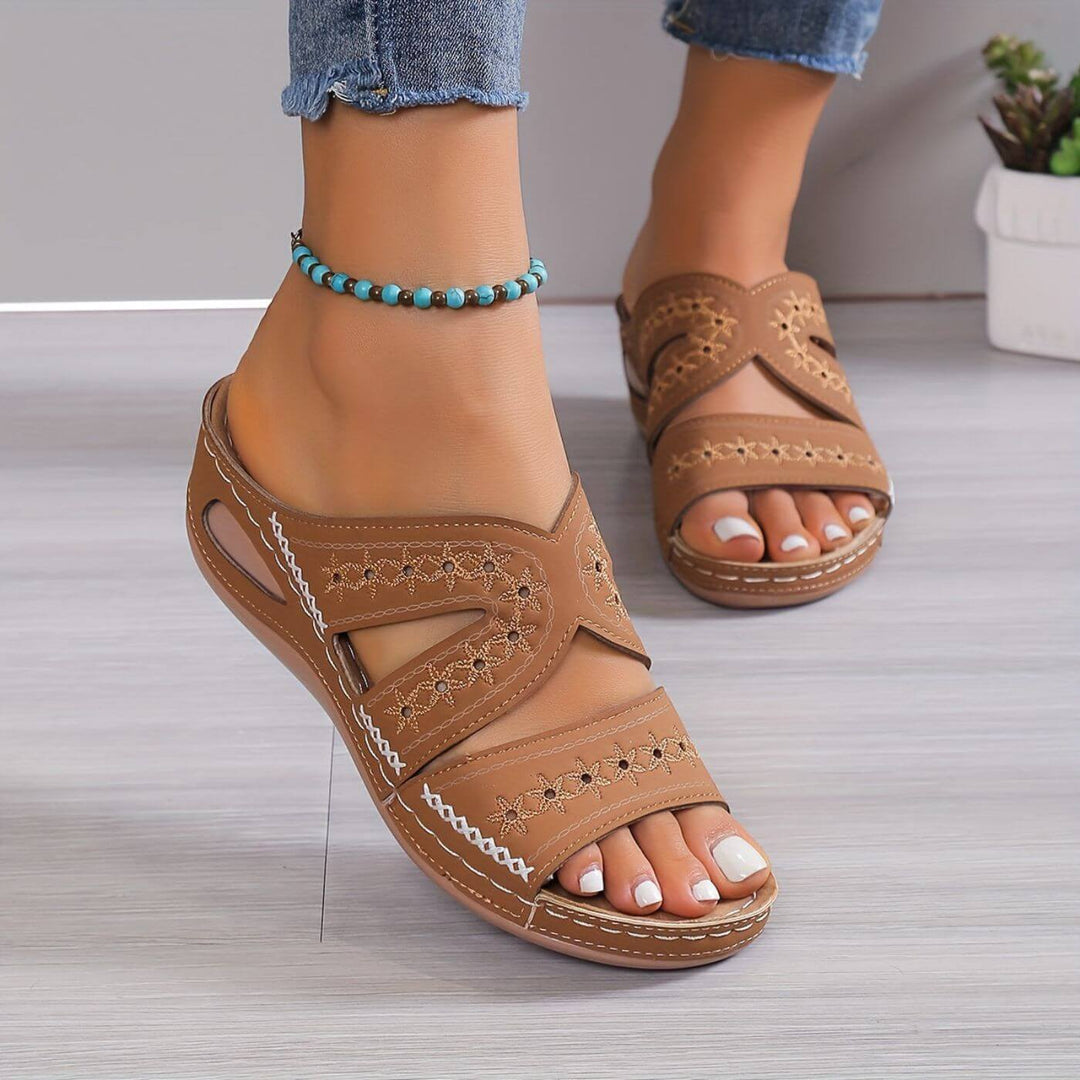 Serena | Cutout Wedge Sandals with Open Toe Slip-On Design