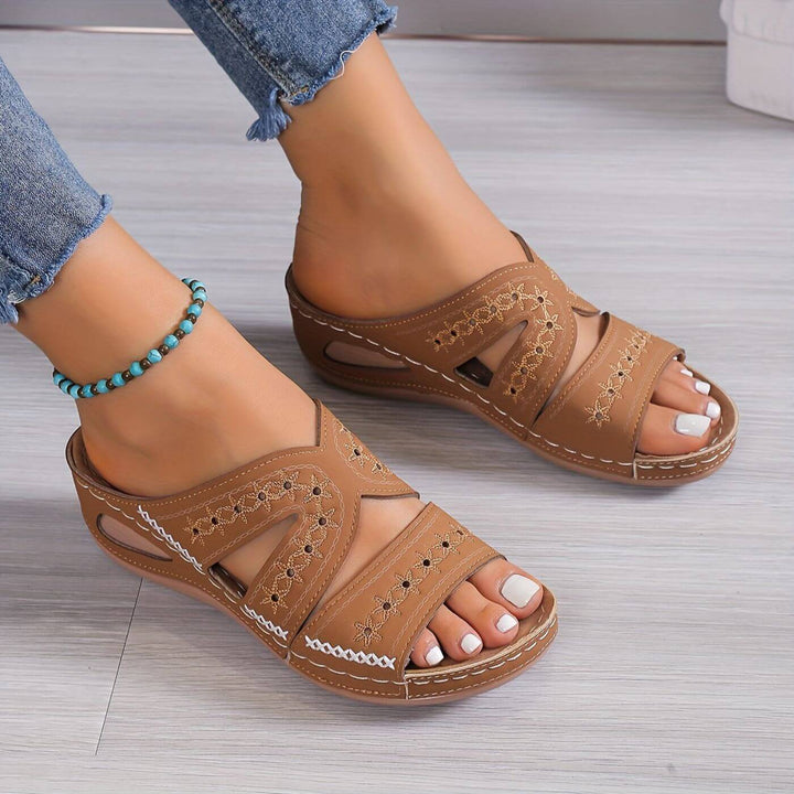 Serena | Cutout Wedge Sandals with Open Toe Slip-On Design