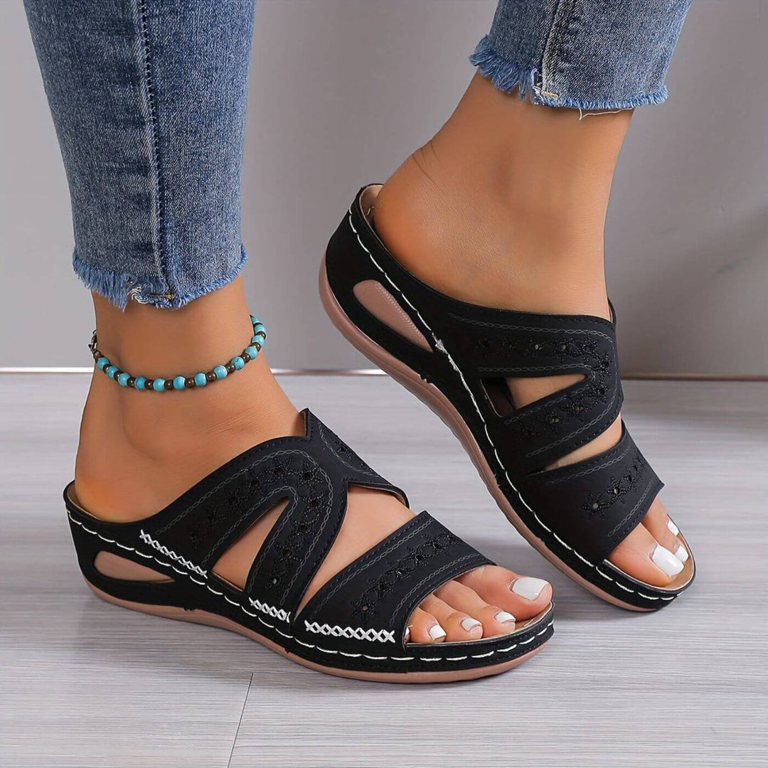 Serena | Cutout Wedge Sandals with Open Toe Slip-On Design