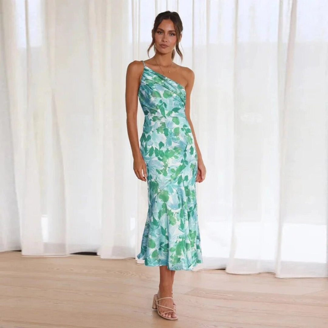 Sienna | Floral Draped One Shoulder Off Shoulder Dress
