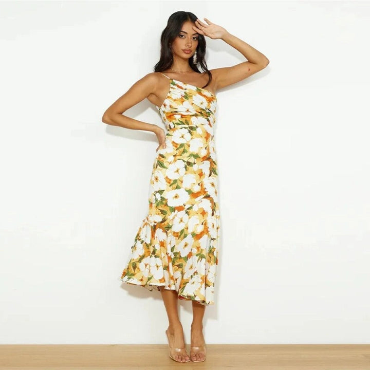 Sienna | Floral Draped One Shoulder Off Shoulder Dress