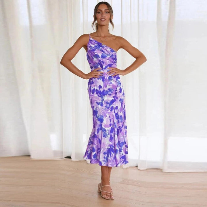 Sienna | Floral Draped One Shoulder Off Shoulder Dress