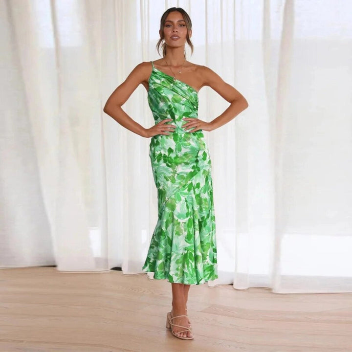 Sienna | Floral Draped One Shoulder Off Shoulder Dress