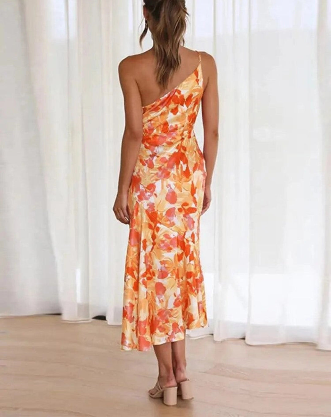 Sienna | Floral Draped One Shoulder Off Shoulder Dress