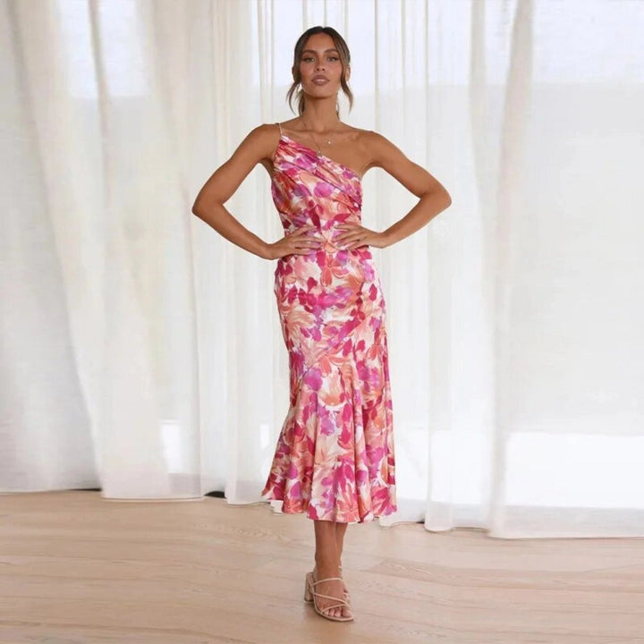 Sienna | Floral Draped One Shoulder Off Shoulder Dress