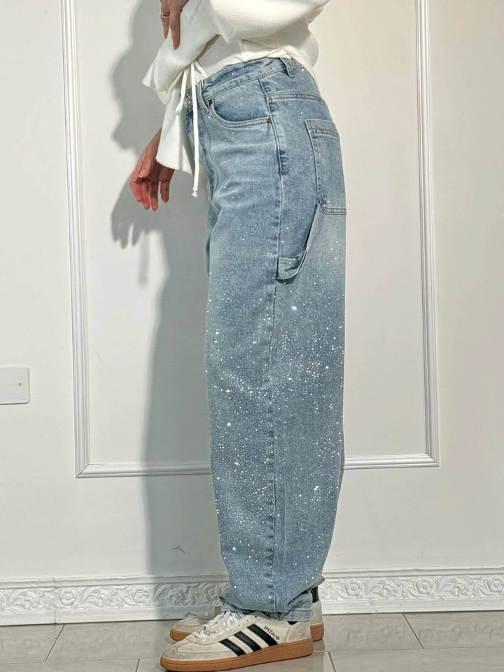 Odessa | Women's Jeans Sparkle Cargo Wide Leg Denim