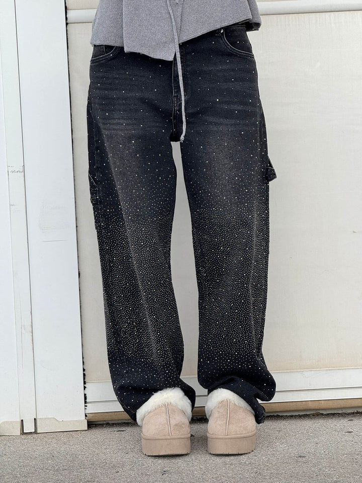 Odessa | Women's Jeans Sparkle Cargo Wide Leg Denim