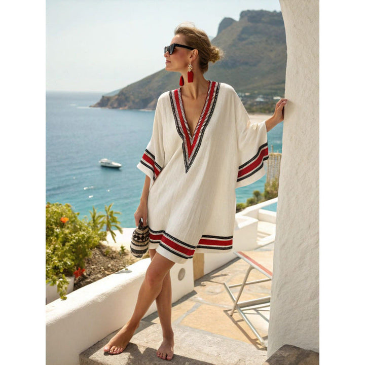 Thessaly | Tribal Print Kaftan V-Neck Summer Dress