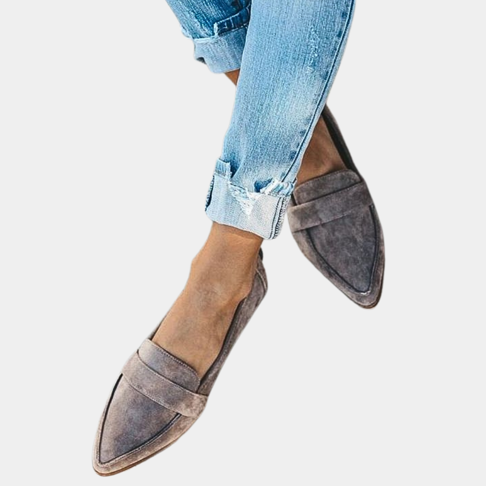 Hadley | Pointed Toe Suede Panel Slip-On Orthopedic Flats