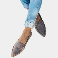 Hadley | Pointed Toe Suede Panel Slip-On Orthopedic Flats